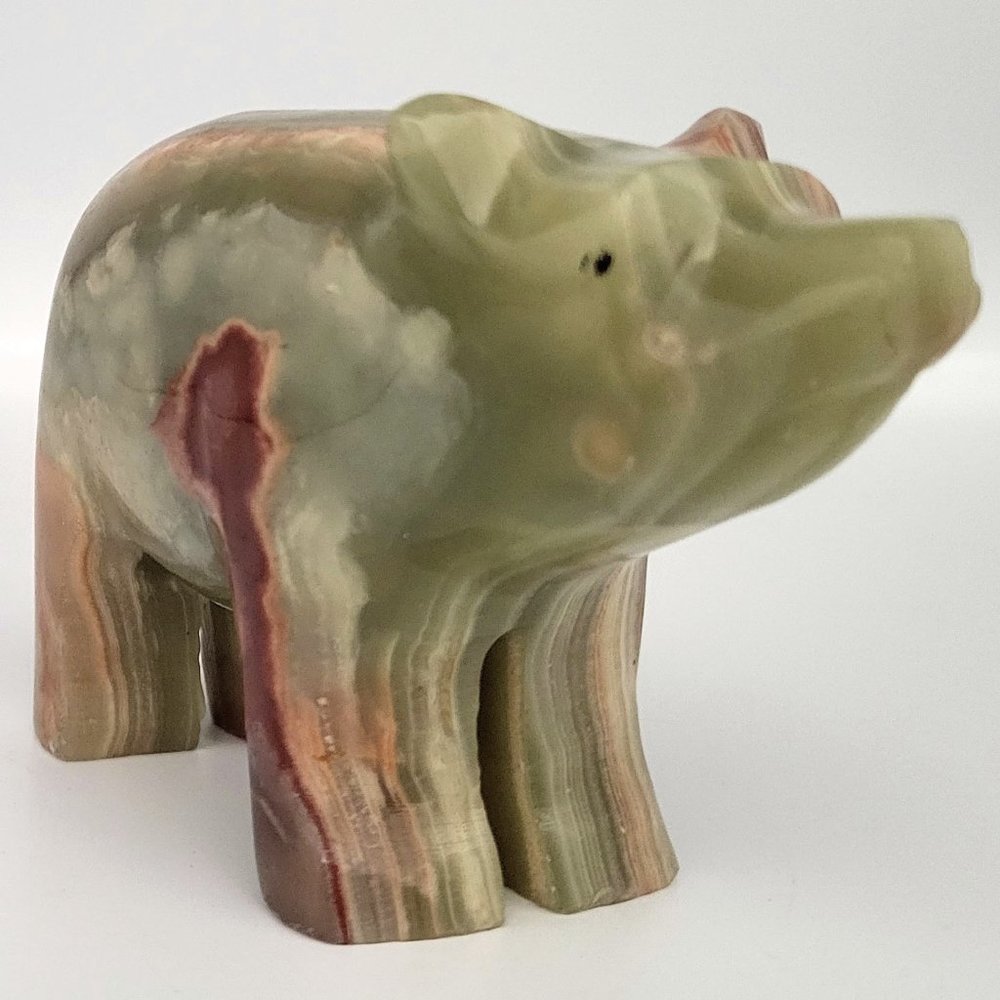 Polished Onyx Marble Bear - Unique Natural Stone Decor